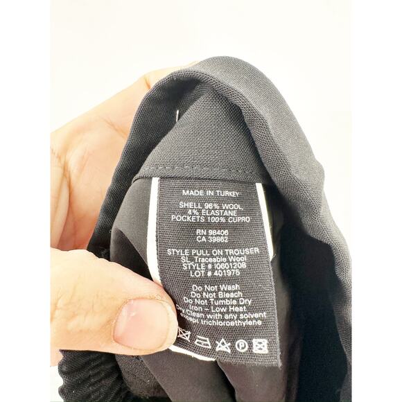 Theory Good Wool Black Pull-On Ankle Trouser Pants Size 4 - Picture 6 of 9